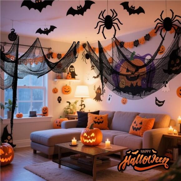 5pcs Halloween Black Creepy Cloth 30×80 Inch - Halloween Decor Spooky Haunted - Picture 7 of 8